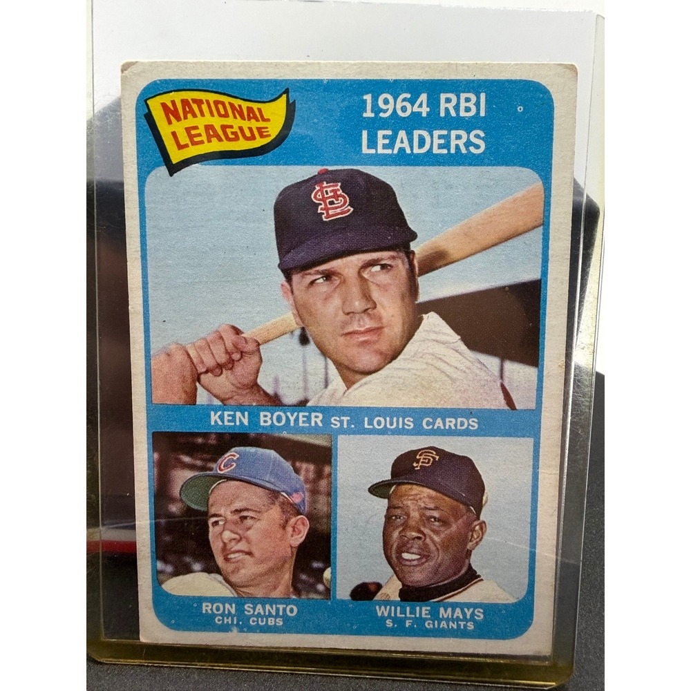 1965 Topps #6 1964 RBI Leaders Willie Mays Ron Santo Ken Boyer Baseball Card